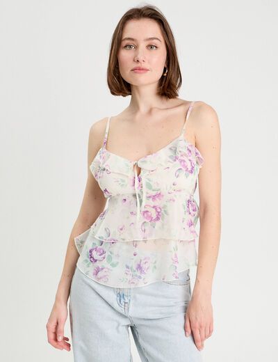 Caraco bretelles fines blanc femme