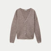 Gilet boutonn&eacute; avec col en V taupe femme