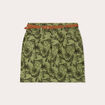 Jupe chino droite ceintur&eacute;e vert femme