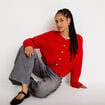 Gilet manches longues rouge femme