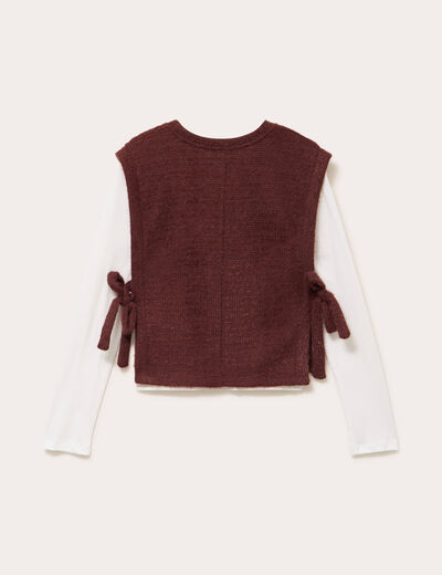T-shirt pull sans manches 2-en-1 marron femme