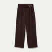 Pantalon bootcut avec ceinture marron fonc&eacute; femme