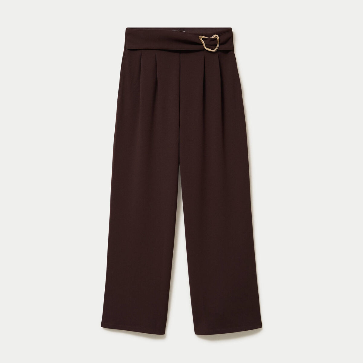 Pantalon bootcut avec ceinture marron fonc&eacute; femme