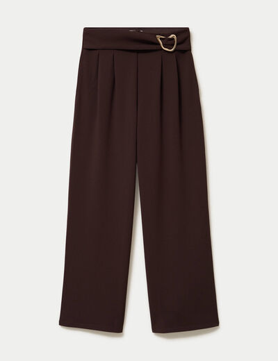 Pantalon bootcut avec ceinture marron fonc&eacute; femme