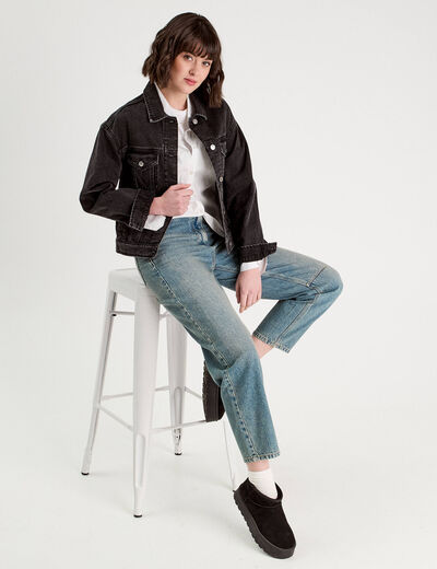 Jeans balloon denim double stone femme