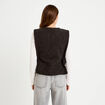 T-shirt 2-en-1 col rond manches longues gris fonc&eacute; femme