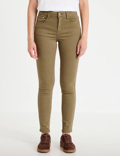 Jeans slim 5 poches vert kaki femme