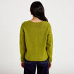 Gilet boutonn&eacute; avec col en V vert fonc&eacute; femme