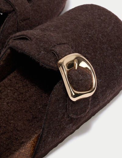 Chaussons sabot marron fonc&eacute; femme