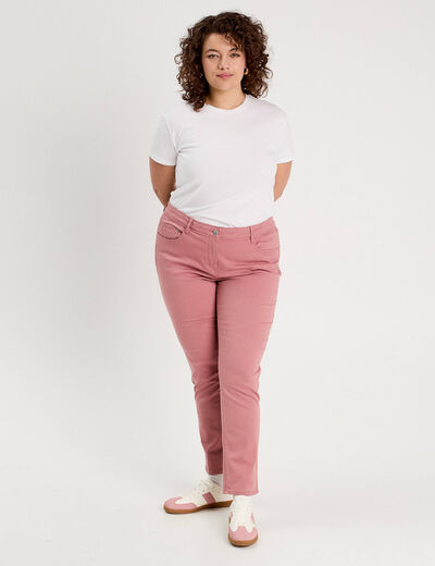 Jeans slim 5 poches vieux rose femme