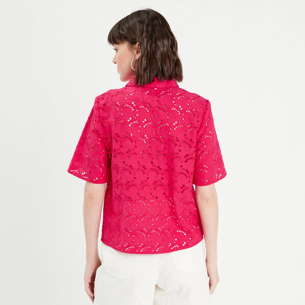 chemise broderie anglaise rose fushia femme Chemise broderie anglaise rose fushia femme