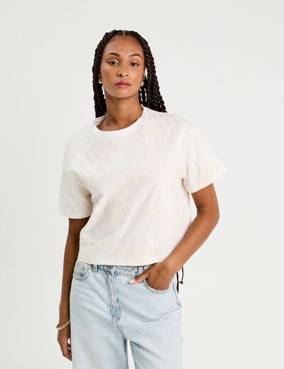 T-shirt manches courtes ecru femme