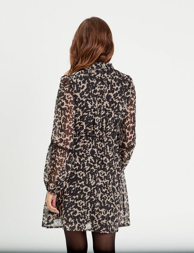 Robe évasée boutonnée beige femme