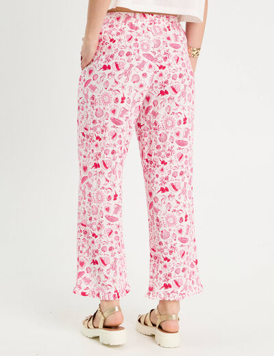 Pantalon large rose fushia femme