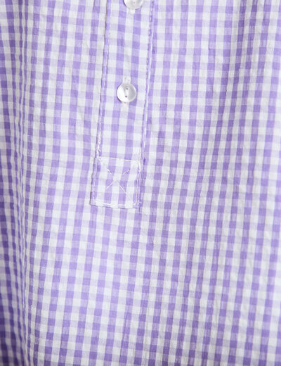 Blouse vichy brod&eacute;e violet femme