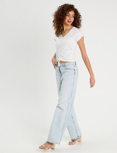 T-shirt broderie anglaise blanc femme