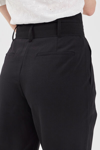 Pantalon paperbag noir femme