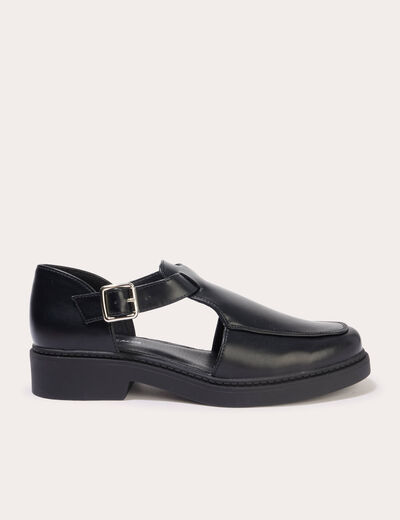 Derbies denim noir enduit femme