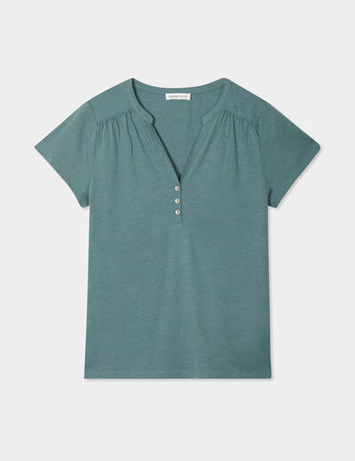 T-shirt manches courtes vert foncé femme