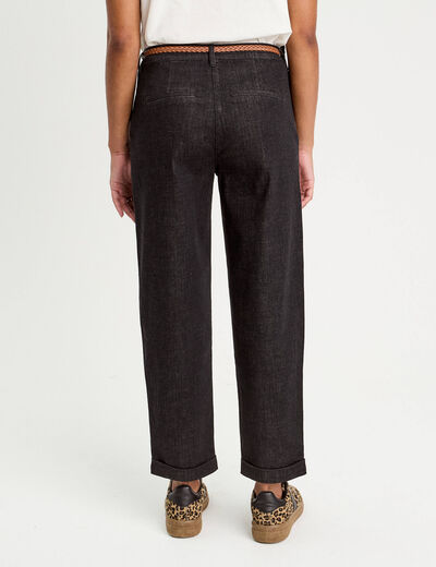 Jeans chino avec ceinture noir femme