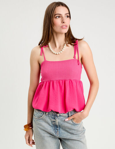 Blouse bretelles fines rose vif femme