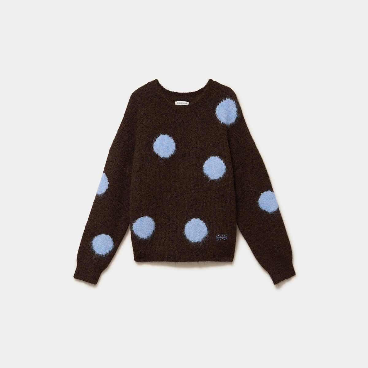 Pull manches longues marron fonc&eacute; femme