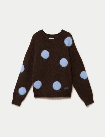 Pull manches longues marron fonc&eacute; femme