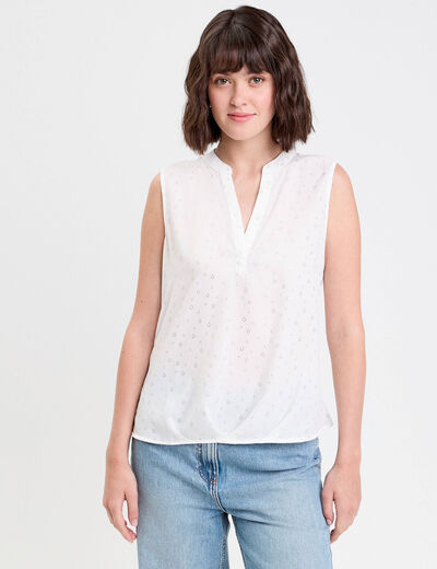 Blouse sans manches blanc femme