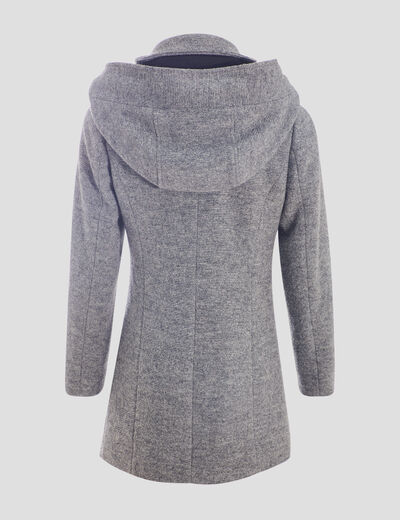 Manteau cintré asymétrique gris foncé femme