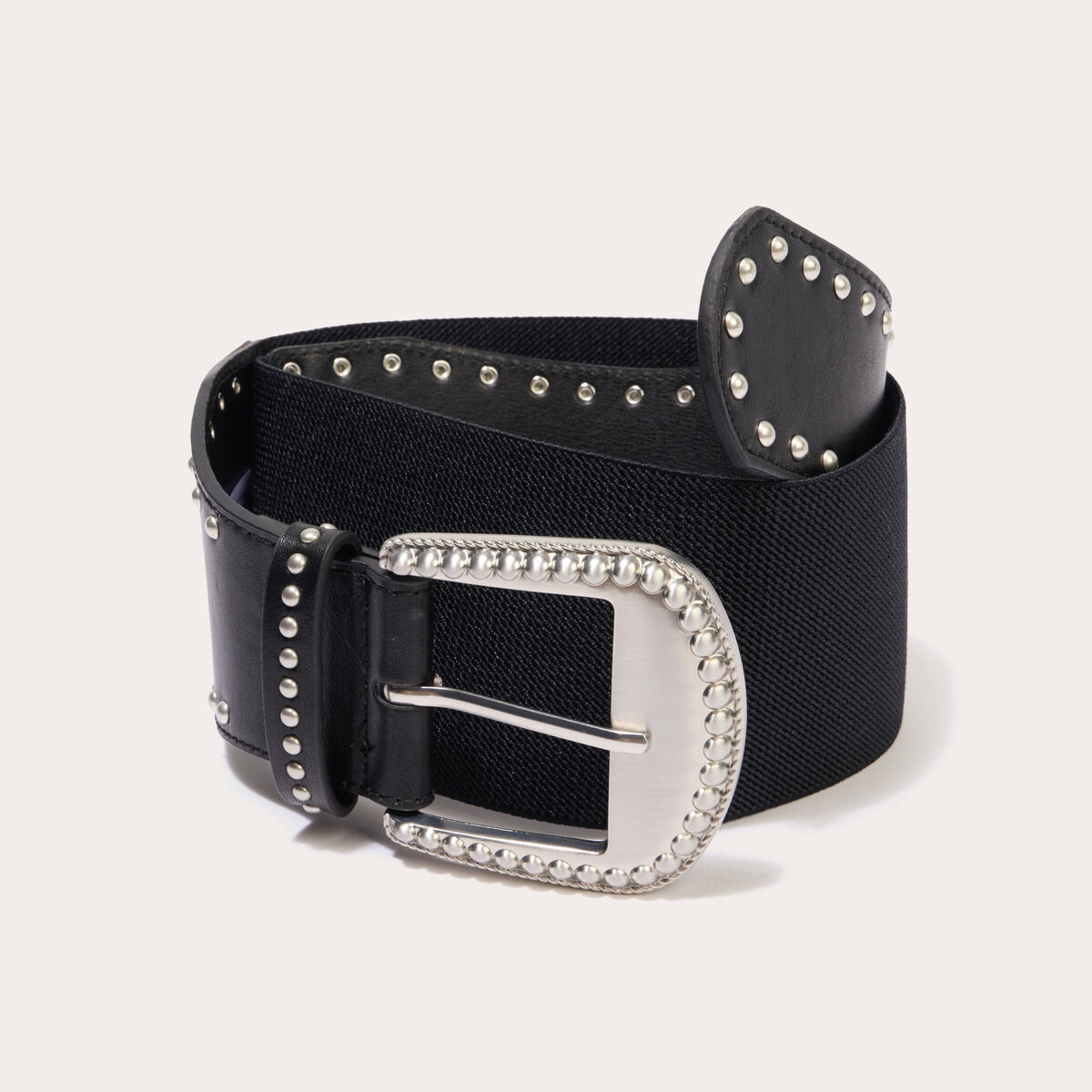 Ceinture large &agrave; d&eacute;tails clout&eacute;s noir femme
