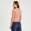 T-shirt manches longues côtelé vieux rose femme