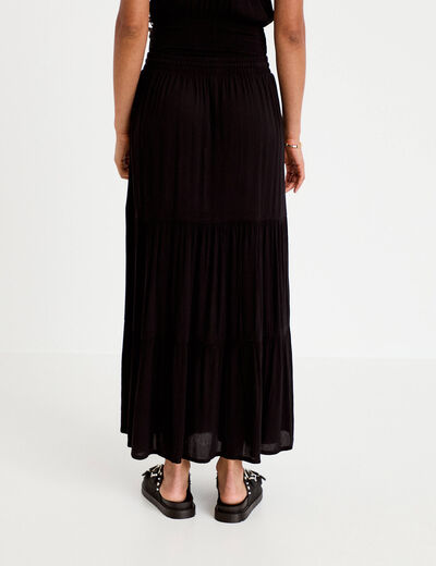 Jupe longue pliss&eacute;e &eacute;vas&eacute;e noir femme