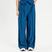 Pantalon large avec pinces bleu marine femme