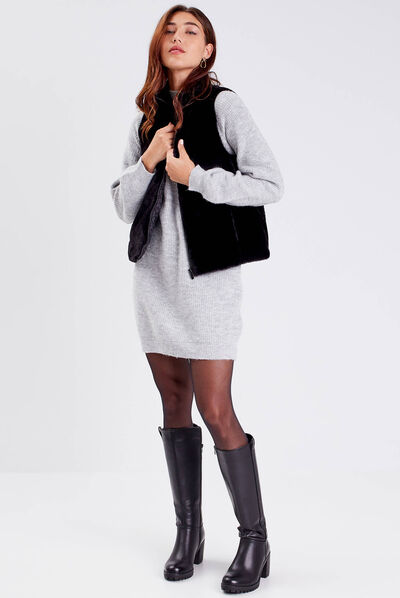 Veste droite sans manches noir femme