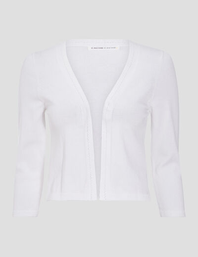 Gilet court ouvert blanc femme