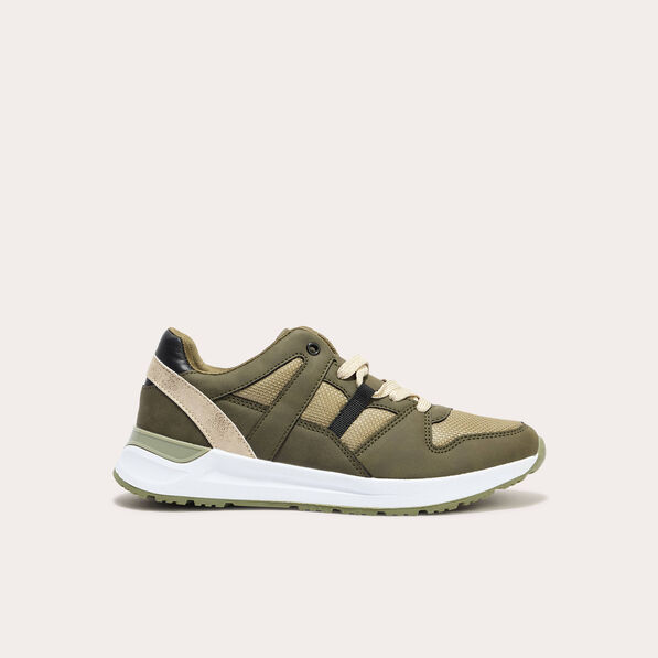 baskets running a lacets vert kaki femme Baskets running à lacets vert kaki femme