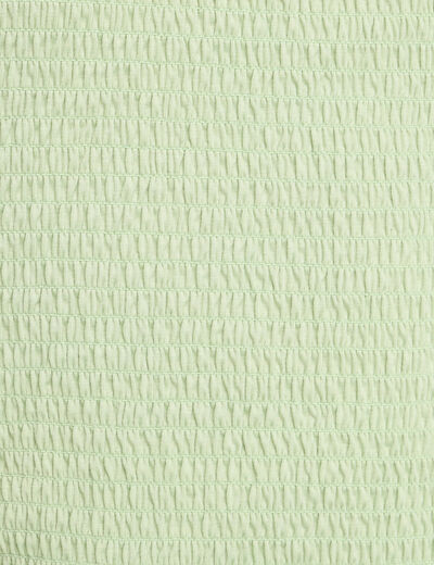 T-shirt smocké avec broderie vert clair femme
