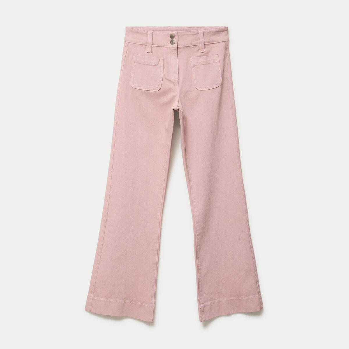 Jean bootcut taille haute rose clair femme