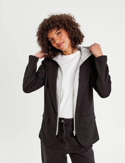Veste blazer 2-en-1 gilet noir femme