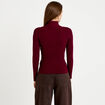 Pull c&ocirc;tel&eacute; col roul&eacute; bordeaux femme