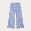 Pantalon large brodé bleu femme