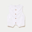 Gilet jean cintr&eacute; cropped sans manches blanc femme