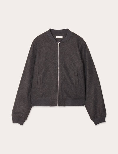 Veste teddy zippée gris foncé femme