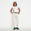 Pantalon chino 7/8&egrave;me taille &eacute;lastiqu&eacute;e blanc femme