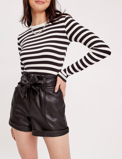 Short paperbag similicuir noir femme