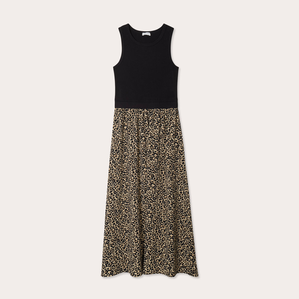 Robe longue effet 2-en1 beige femme