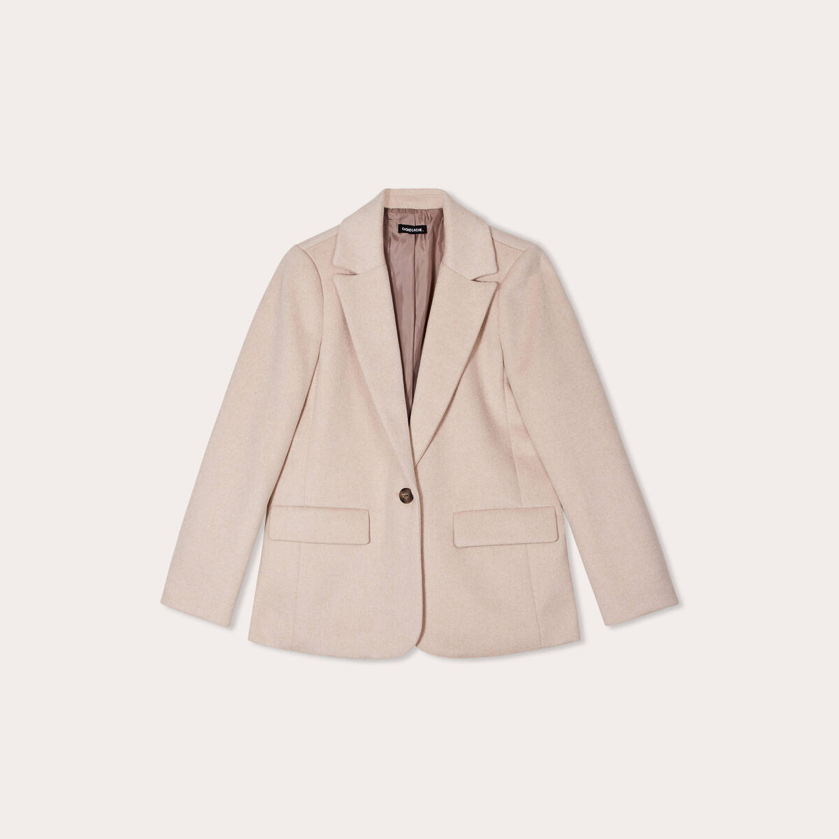 Veste blazer boutonn&eacute;e beige femme