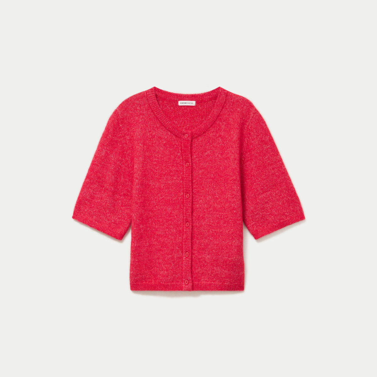Gilet duveteux manches 3/4 rouge femme