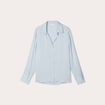 Chemise manches longues satin bleu clair femme