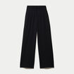 Pantalon large taille haute en maille noir femme
